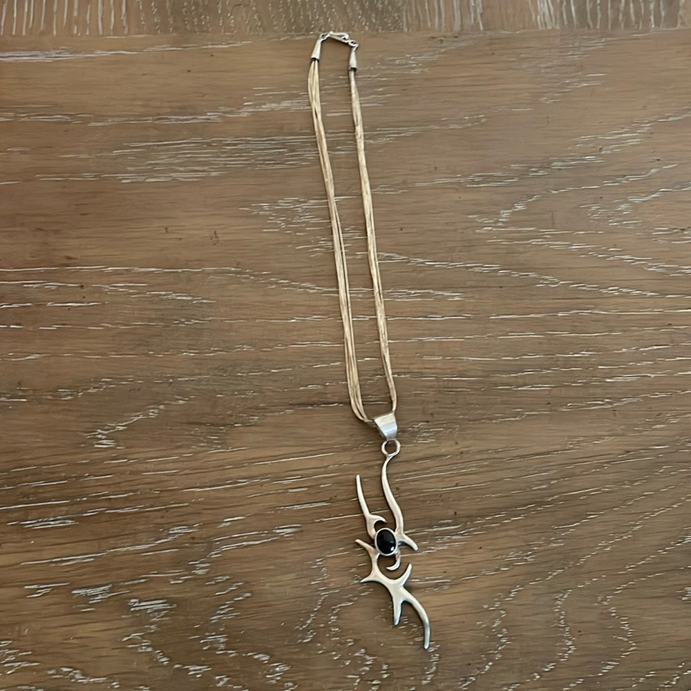 Native American Black Onyx Silver Necklace
